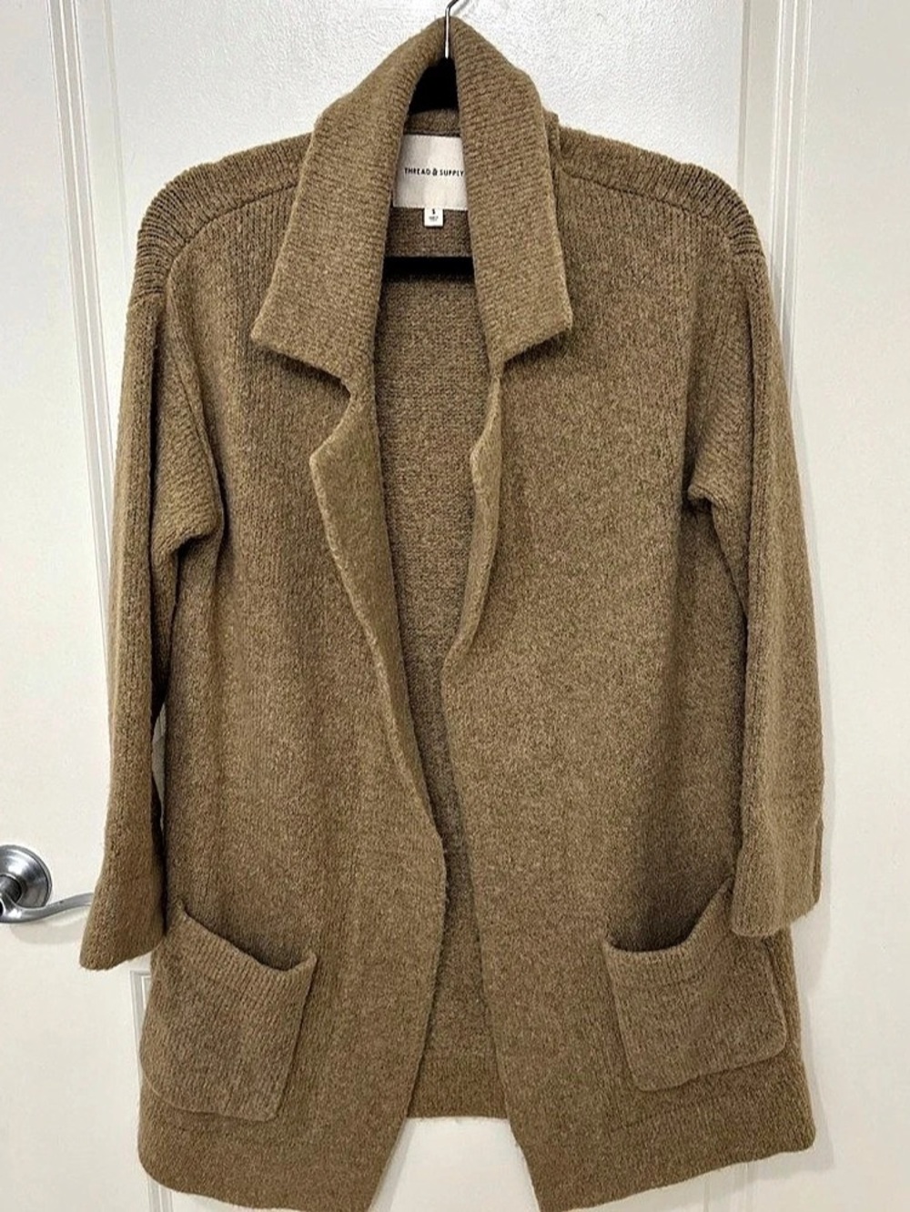 Like New - Thread & Supply - Open Front Cardigan Coat in Tan - Size: Small